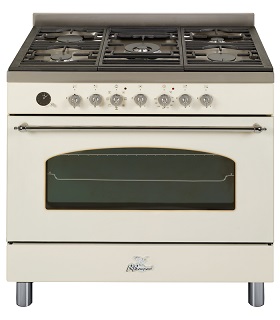 תנור משולב כיריים גז 90 ס”מ שמנת BOMPANI  דגם : BO684AH IVORY