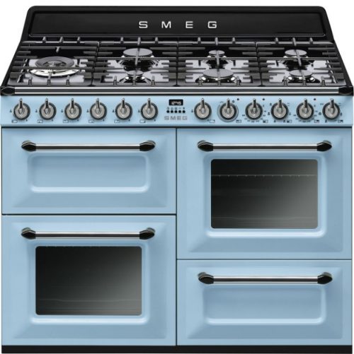 תנור תכלת בעל 4 תאים משולב כגז 110 ס”מ כחול פסטל SMEG דגם: TR4110AZ