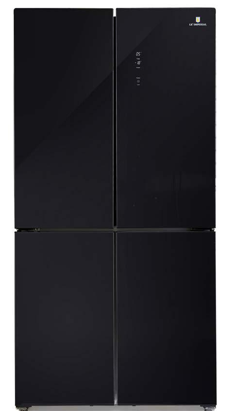 מקפיא תחתון מקרר 4 דלתות 91 ס”מ זכוכית שחורה LE IMPERIAL דגם: IM585 GBK