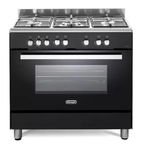 תנור משולב כיריים גז 90 ס”מ 5 להבות שחור פחם DELONGHI דגם: DEMA965