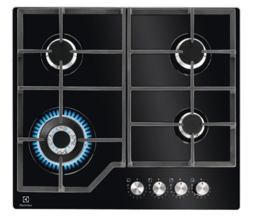 כיריכיריים גז 60 ס”מ 4 מבערים זכוכית שחורה ELECTROLUX דגם: KGG64362K