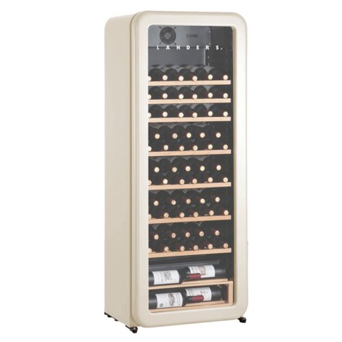 מקרר יין רטרו שמנת 76 בקבוקים עם מדפי עץ LANDERS דגם: SC208RS