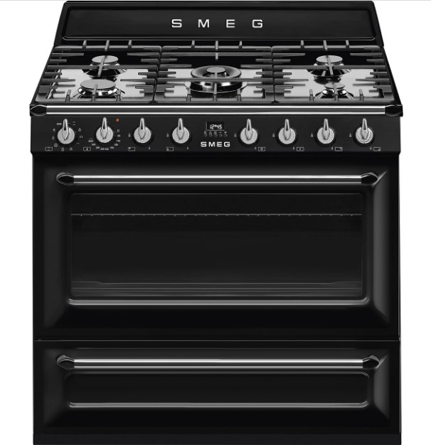 תנור משולב כיריים גז 90 ס"מ שחור SMEG דגם: TR90BL9