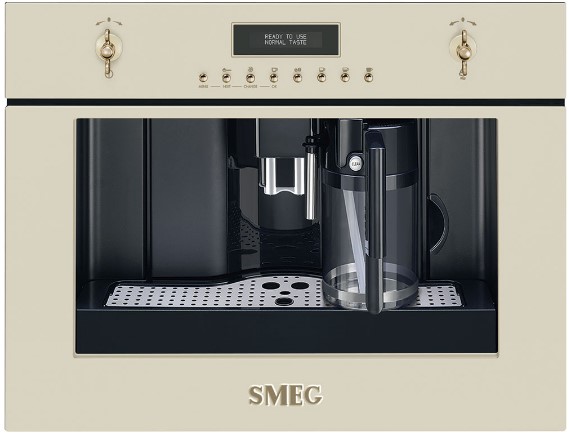 מכונת קפה אינטגרלית 45 ס"מ בעיצוב כפרי שמנת SMEG דגם: CMS8451