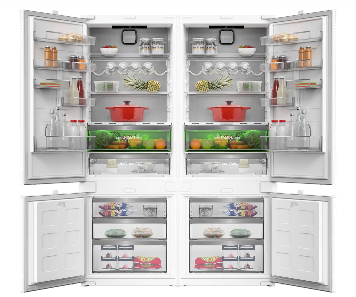 מקרר אינטגרלי עם מקפיא תחתון ברוחב 140 ס"מ GRUNDIG דגם: GKNI56930FN