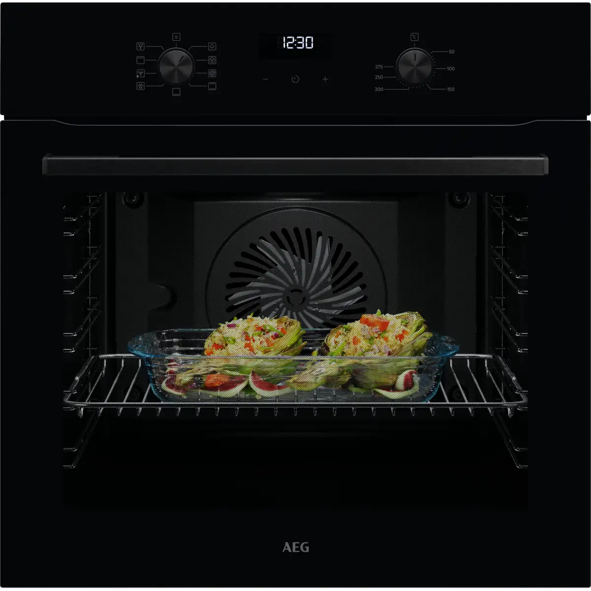 תנור בנוי מסדרת SurroundCook זכוכית שחורה AEG דגם: ABU51201B