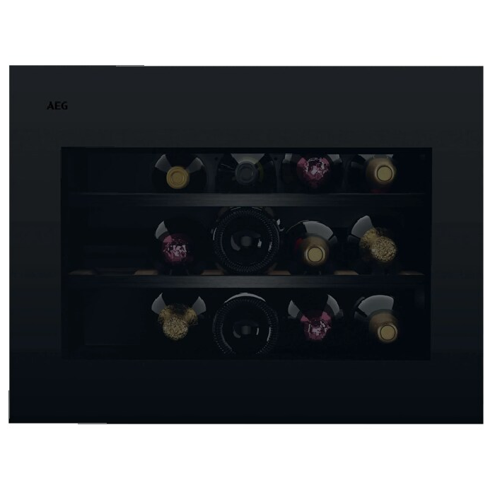 מקרר יין בנוי 45 ס"מ מדפי עץ סדרה 8000 Matt Black שחור מט AEG דגם: NKW8P21KAT